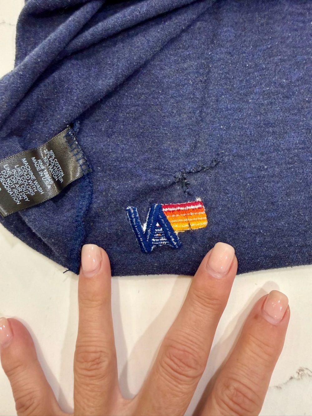Aviator Nation Rainbow Patch Boyfriend Tee, Size Small, Navy, Used - Picture 5 of 5